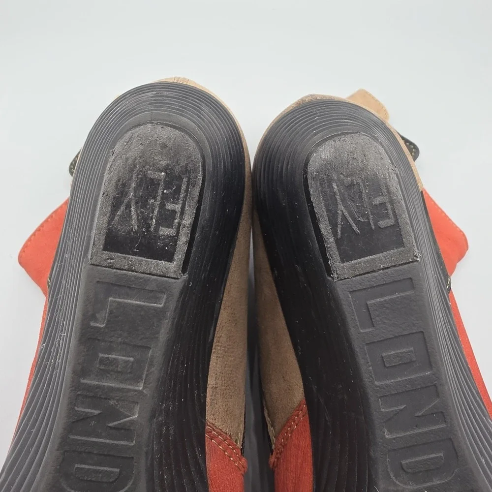 Fly London Booties Womens 39‎ Red Orange Brown Leather Distressed Wedge Zipper